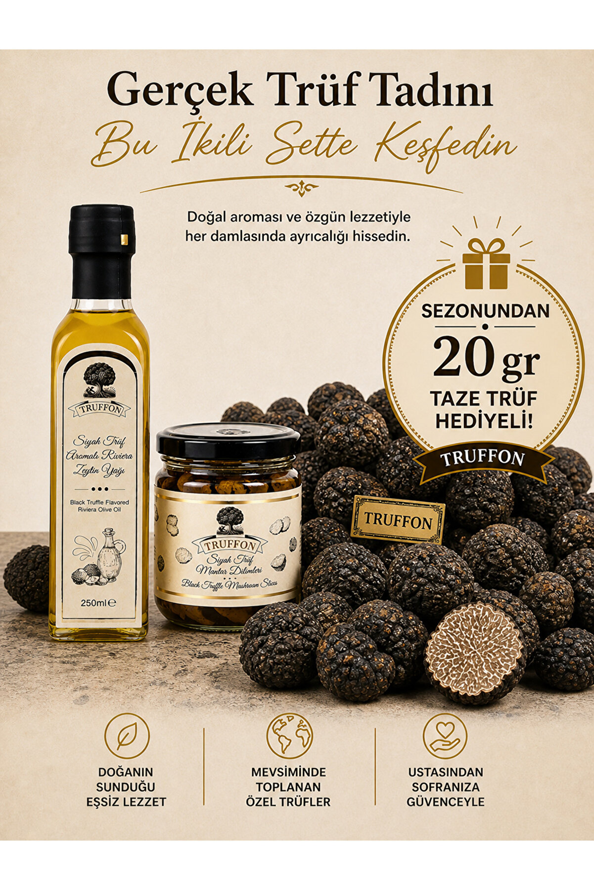 Siyah Trüf Seti — Dilimler 160 g + Yağ 250 ml